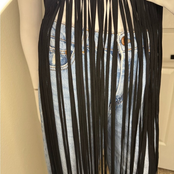 Idyllwind Black Sleeveless Fringe Top Western Style Size Medium - Picture 3 of 15